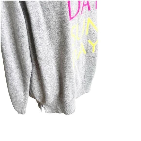 Brodie Cashmere Sweater Crewneck Sunday Funday Gray Neon Size XL Crewneck - Picture 6 of 11